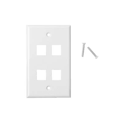 Placa de pared de 4 puertos, Keystone, Color Blanco, vista 1