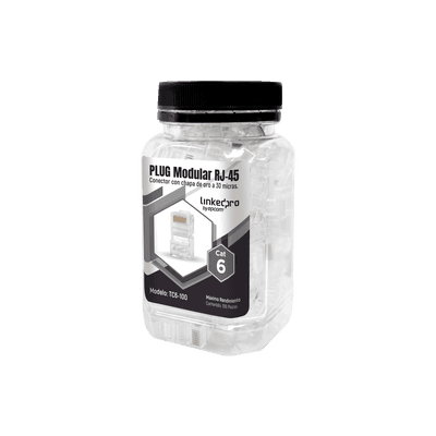 Bote con 100 Piezas de Plug Modular RJ45 Cat6 sin blindaje, chapado de oro a 30 micras para durabilidad extrema, vista 1
