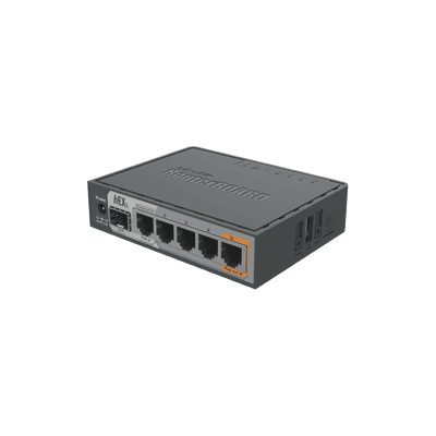 (hEX S) Router Dual Core, 5 puertos Gigabit, 1 Puerto SFP, PoE in, PoE Out, vista 1