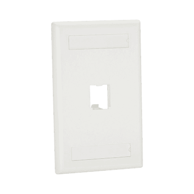 Placa de Pared Vertical Clásica, Salida Para 1 Puerto Mini-Com, Con Espacios Para Etiquetas, Color Blanco Mate, vista 1