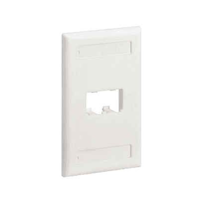 Placa de Pared Vertical Clásica, Salida Para 2 Puertos Mini-Com, Con Espacios Para Etiquetas, Color Blanco Mate, vista 1