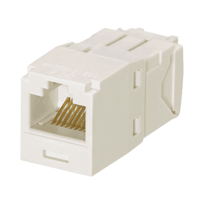 Conector Jack RJ45 Estilo TG, Mini-Com, Categoría 6A, de 8 posiciones y 8 cables, Color Blanco Mate, vista 1