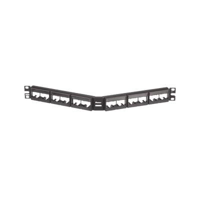 Panel de Parcheo Modular Mini-Com (Sin Conectores), Angulado, Sin Blindaje, Con Etiqueta y Cubierta, de 24 puertos, 1UR, vista 1