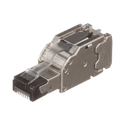 Plug RJ45 Blindado, Instalación Recta, Terminación en Campo Certificable, Compatible con Cat5e, Cat6 y Cat6A, Color Plata, vista 1
