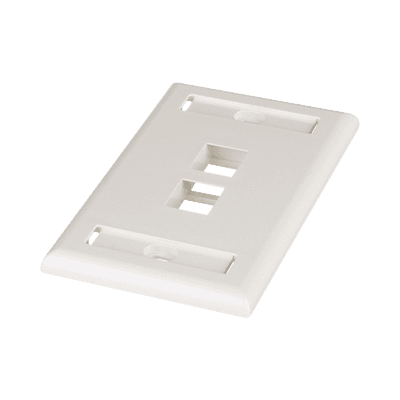 Placa de Pared Vertical, Salida Para 2 Puertos Keystone, Con Espacios Para Etiquetas, Color Blanco Mate, vista 1