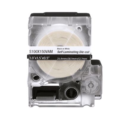 Casete de 175 Etiquetas Autolaminadas de 25.4 x 38.1 mm, para Cables de 4 a 8.1 mm de Diámetro, Área de Impresión Color Blanco, vista 1
