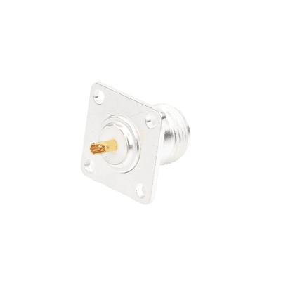 Conector N Hembra para Montaje Frontal en Panel con 4 Perforaciones a 18 mm, Plata/ Oro/ Teflón., vista 1