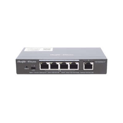 Switch PoE Inteligente Administrable en la Nube de 5 Puertos Gigabit, 4 PoE+, 54W., vista 1