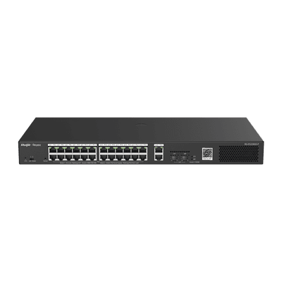 Switch Inteligente PoE Administrable en la Nube de 28 Puertos Gigabit, 24 Puertos PoE+, 2 Puertos RJ45, 2 Puertos SFP, 370W, Reconocimiento de cámaras IP, valor único para la red CCTV