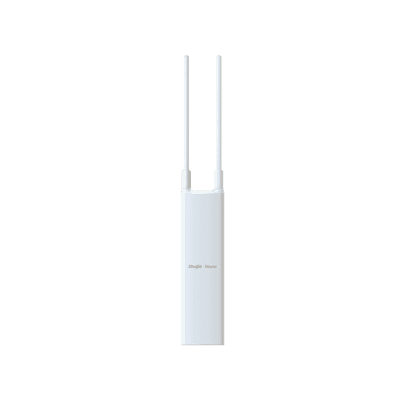 Punto de acceso Wi-Fi 5 para exterior 360°, IP 65, doble banda 802.11ac wave2, 1267 Mbps, 1 puerto GE, hasta 110 usuarios, compatible con reyee mesh, portal cautivo standalone, antenas desmontables para cobertura personalizada, vista 1