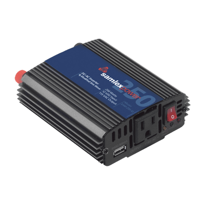 Inversor de Corriente (CD-CA) Potencia Nominal 250 W, Ent:12Vcd, Sal: 115Vca 60 Hz, vista 1