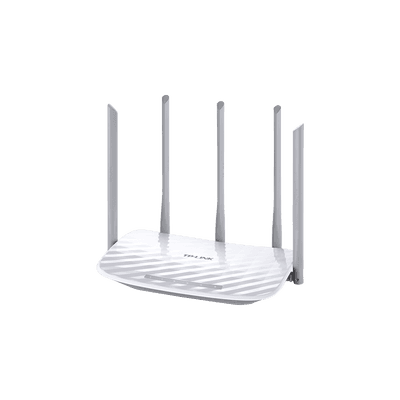 Router Inalámbrico doble banda AC, 2.4 GHz y 5 GHz Hasta 1350 Mbps, 5 antenas externas omnidireccional, 4 Puertos LAN 10/100 Mbps, 1 Puerto WAN 10/100 Mbps, vista 1