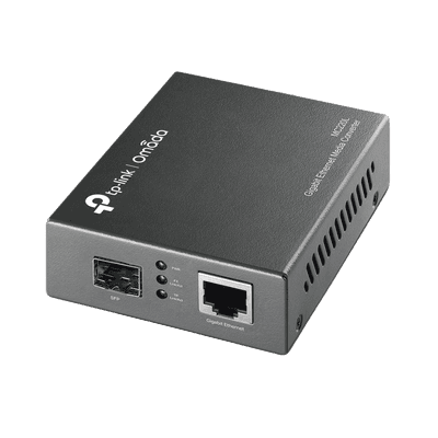Convertidor Multimedia SFP Gigabit, 1 Puerto RJ45 1000 Mbps, 1 Puerto SFP, en fibra multimodo o fibra monomodo, vista 1