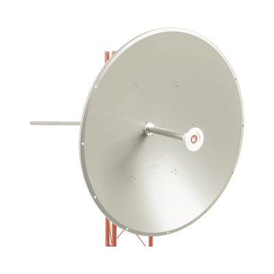 Antena altamente direccional, Ganancia de 36 dBi, Amplio rango frecuencia (4.9 - 6.5 GHz), Conectores N-Hembra, incluye montaje para torre y montaje estabilizador para fuertes vientos.
