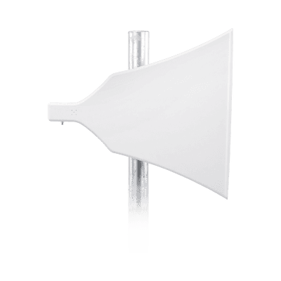 Antena Asimétrica de 90 °, 16 dBi, tipo cuerno de alta eficiencia, 4.9-6.5 GHz, , Conector SMA-Hembra, con montaje incluido, vista 1