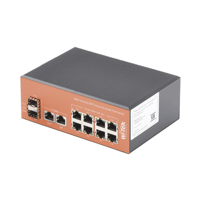 Switch Industrial PoE+ no administrable de 8 Puertos 10/100/1000Mbps + 2 SFP Combo, 150 W, vista 1