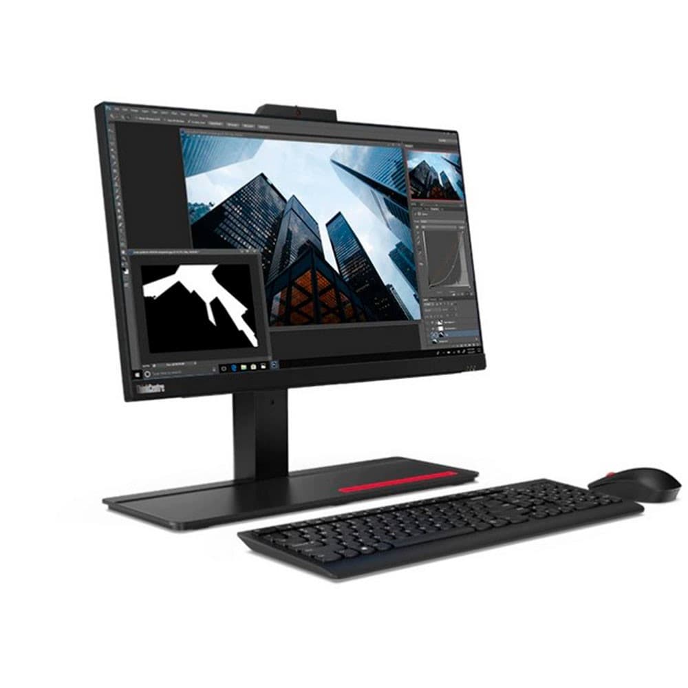 Computador Lenovo Todo en Uno, Intel Core i5, Pantalla 21,5" FHD, 8GB RAM, 1 TB SATA+ 128GB SSD, Windows 10 Pro, negro, vista 1