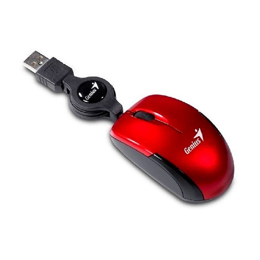 Mouse Usb Micro Traveler Cable Retractil rojo, vista 1