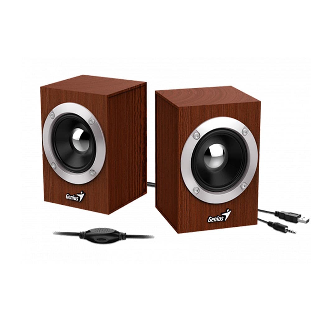 Parlantes estereo Genius SP-HF280 USB de Madera, vista 1
