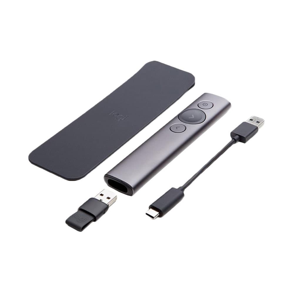 APUNTADOR SPOTLIGTH Logitech Bilingüe TV Bluetooth/Wireless Receptor USB Compatible Win-Mac Alcance 30Metros Recargable Garantía 1Año-GRIS, vista 1