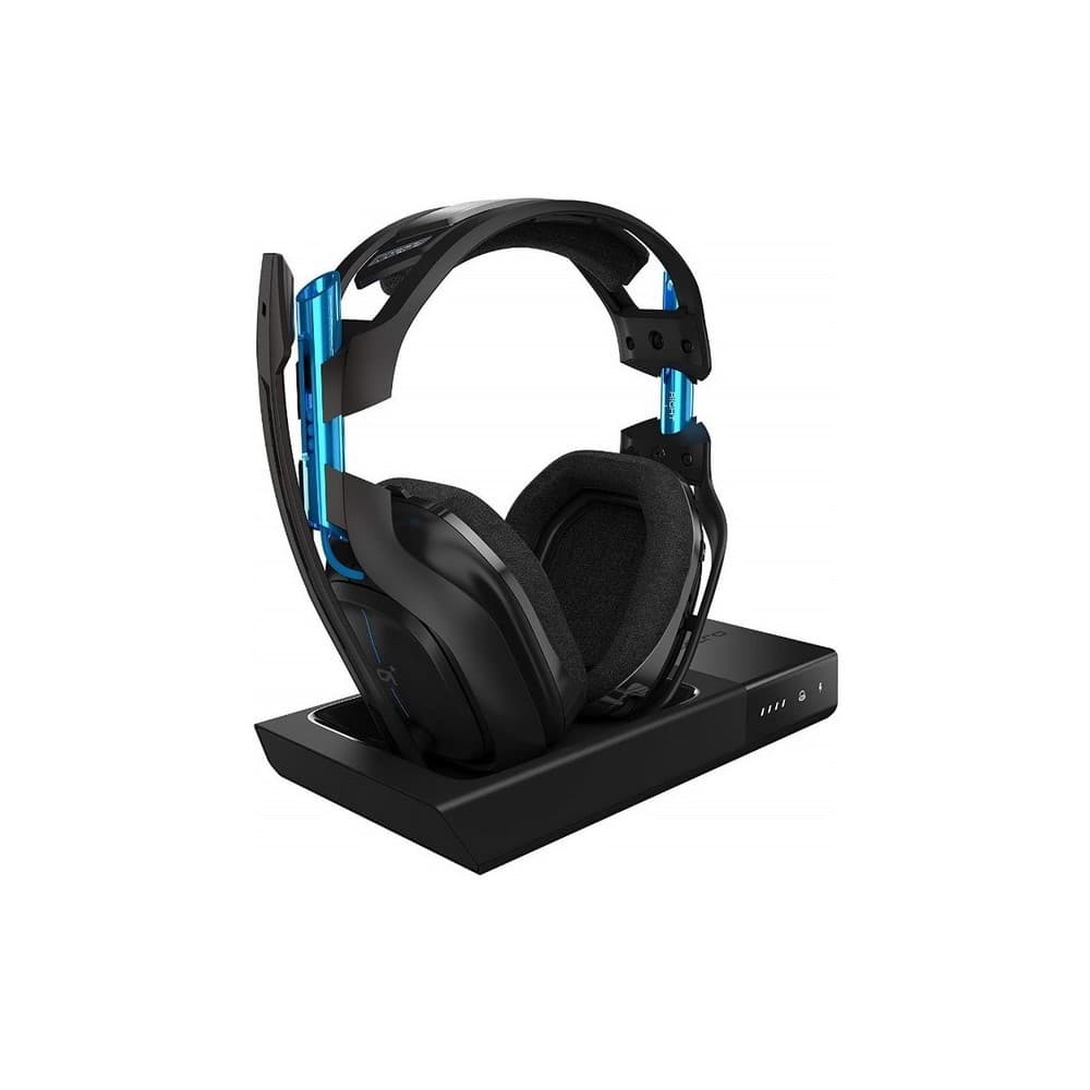 DIADEMA ASTRO A50 + BASE STATION Logitech Gaming Inalámbrica Wireless Para PlayStation 4/PC Carga Magnética Micrófono Cancela ruido Sonido Dolby 7.1 Garantía 1Año-NEGRA-AZUL, vista 1