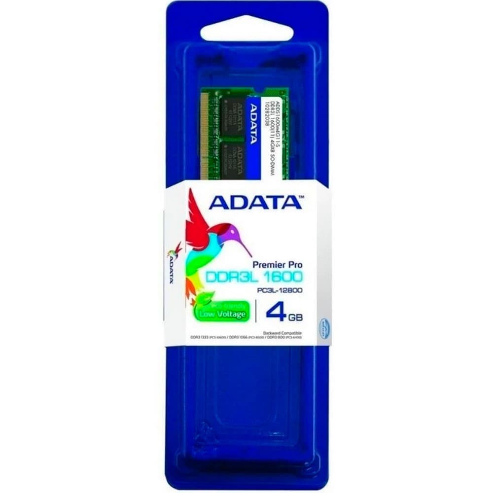 ADATA MEMORIA RAM PORTATIL DDR3 4GB BUS 1600 LOW VOLTAGE, vista 1