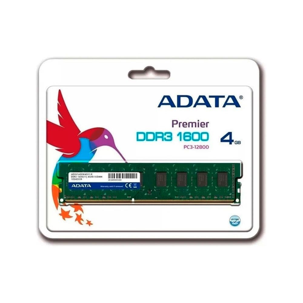 MEMORIA ADATA RAM  PC DDR3 4GB BUS 1600 LOW VOLTAGE, vista 1