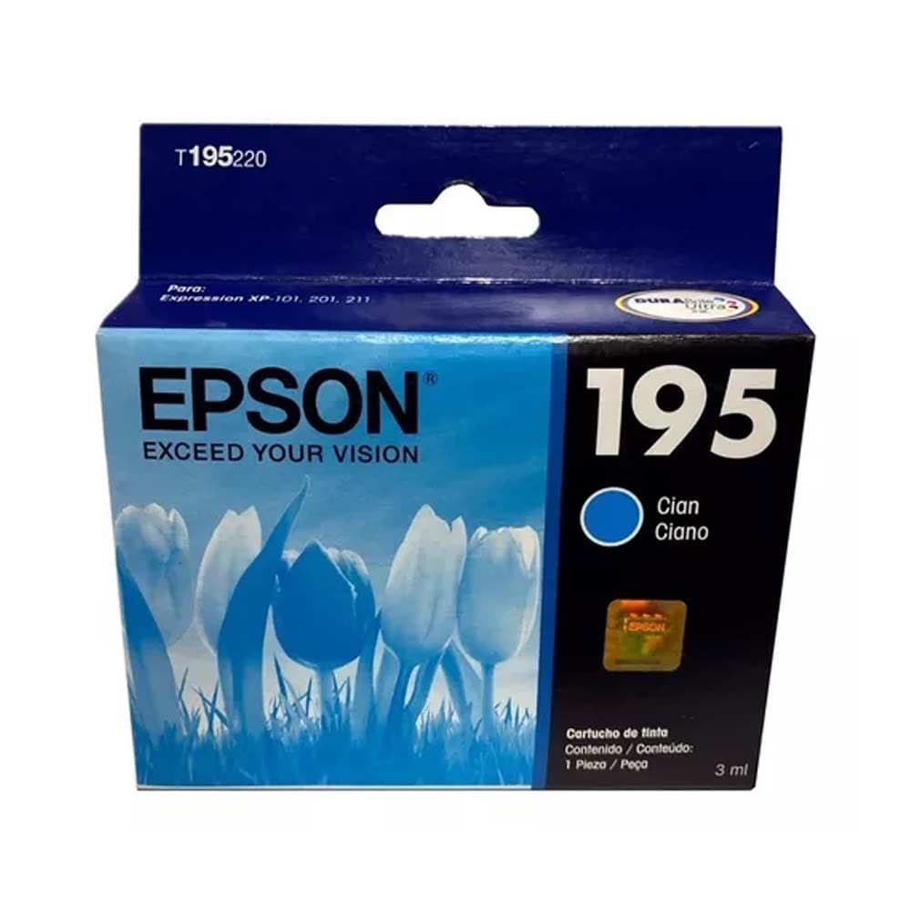 Cartucho Epson T195220 Cyan Xpression  Xp-101/Xp-201/Xp-21 Aprox 210 PG, vista 1