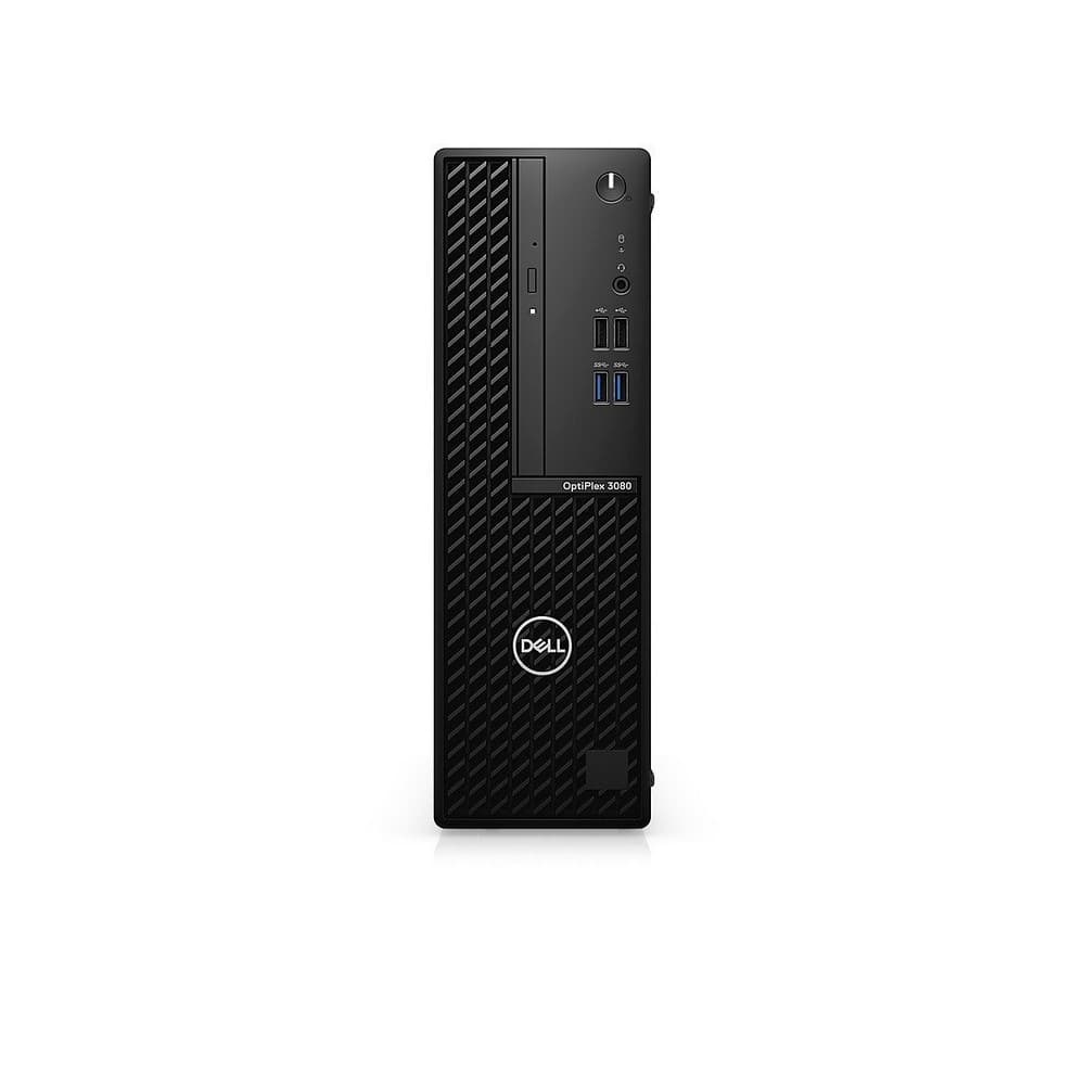 PC Dell Optiplex 3080 SFF, Intel Core i5-10500, Memoria DDR4 no ECC de 4GB, 1X4GB, Unidad de disco duro SATA de 3,5 pulgadas y 1 TB a 7200 rpm, Windows 10 Pro 64bit Inglés, francés, español, Unidad de disco óptico de 8x DVD +/- RW 9.5 mm, Sin tarjeta LAN inalámbrica, 1 año de servicio de hardware con OnSite, vista 1