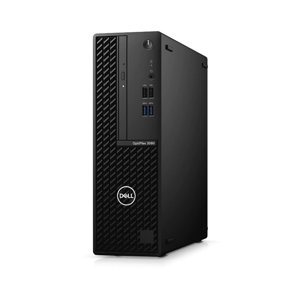 PC Dell OptiPlex 3080 SFF, Intel Core i5-10505 (6 núcleos, caché de 12 MB, 3,2 GHz a 4,6 GHz, 65 W), 8GB, 1x8GB, memoria DDR4 no ECC, Unidad de disco duro SATA de 3,5 pulgadas y 1 TB a 7200 rpm, Unidad de disco óptico de 8x DVD +/- RW de 9,5 mm, Windows 10 Pro 64bit Inglés, francés, español, Sin tarjeta LAN inalámbrica, 3 años de servicio de hardwa, vista 1