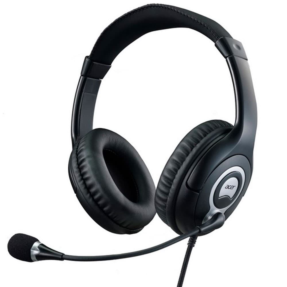 Diadema Acer con cable y microfono, flexibles y ligeros, omnidireccional, Negros, vista 1