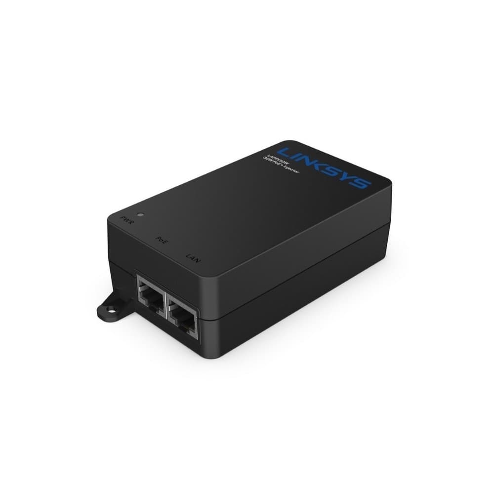 PoE Inyector Linksys LAPPI30W,Puertos  puerto Gigabit Ethernet (10/100/1000), 1 puerto Gigabit Ethernet (10/100/1000) con PoE de 30 vatios,Tipo de carcasa Plástico, 100~240 V CA, 47~63 Hz, (0,8 A máx.), 2 años de garantía del producto., vista 1