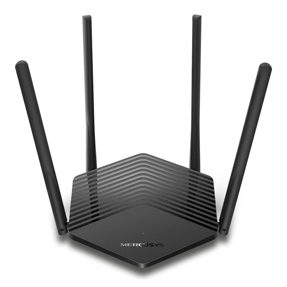 Router MERCUSYS AX1500 Dual-Band Wi-Fi 6 Router SPEED: 300 Mbps at 2.4 GHz + 1201 Mbps at 5 GHz SPEC: 4× Fixed External Antennas, vista 1