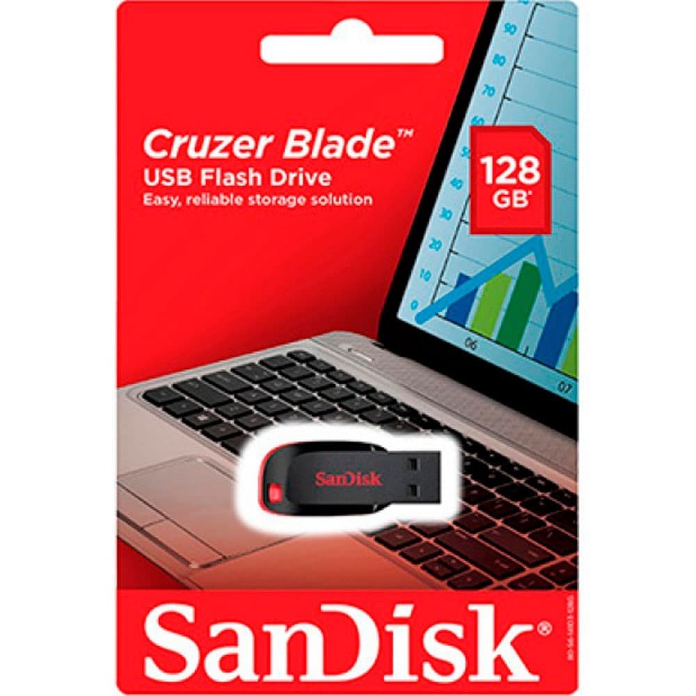 Memoria USB SanDisk Cruzer Blade 2.0 128GB, vista 1