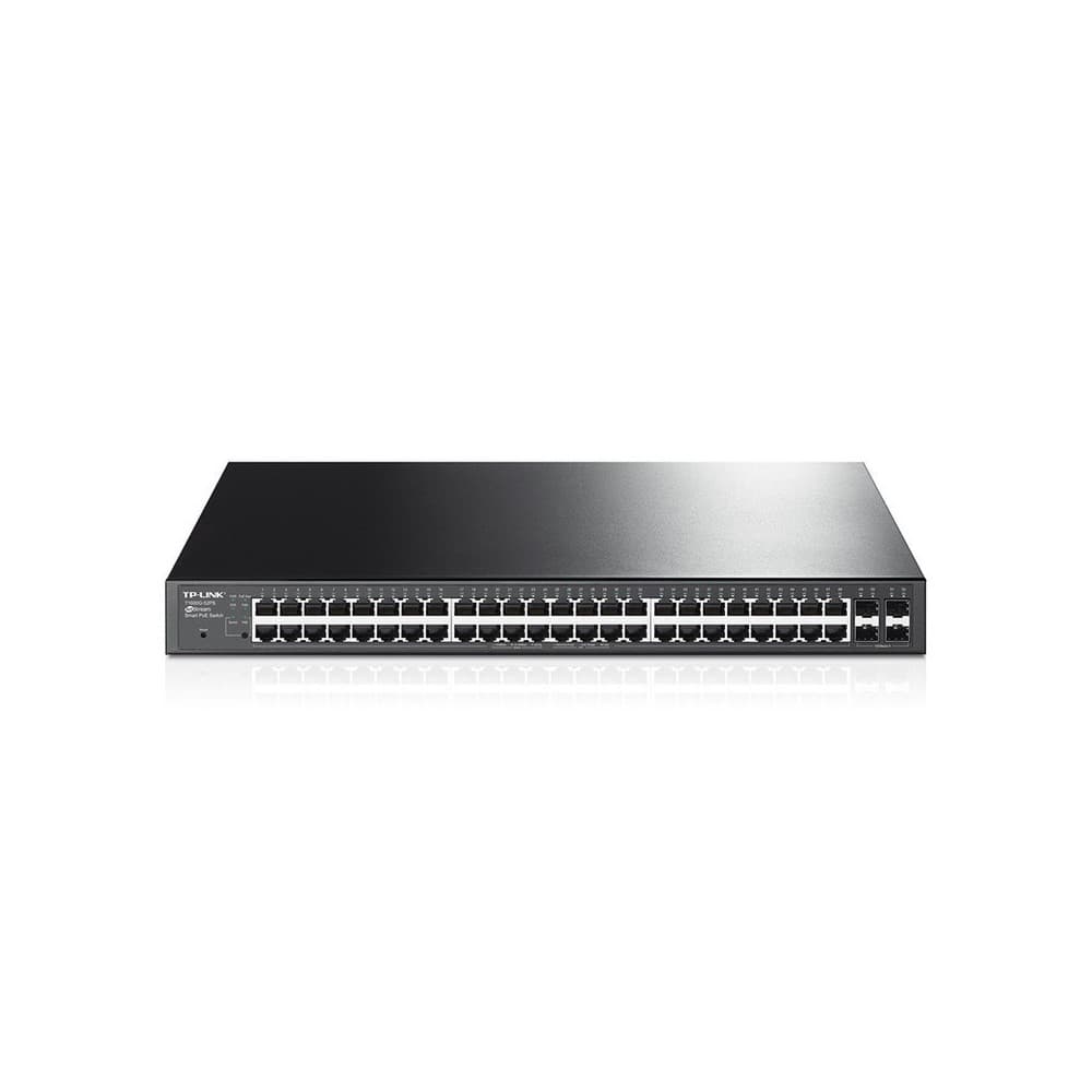Switch TP-LINK Administrable de 48 Puertos Gigabit PoE+ 4 Ranuras SFP JetStream, vista 1