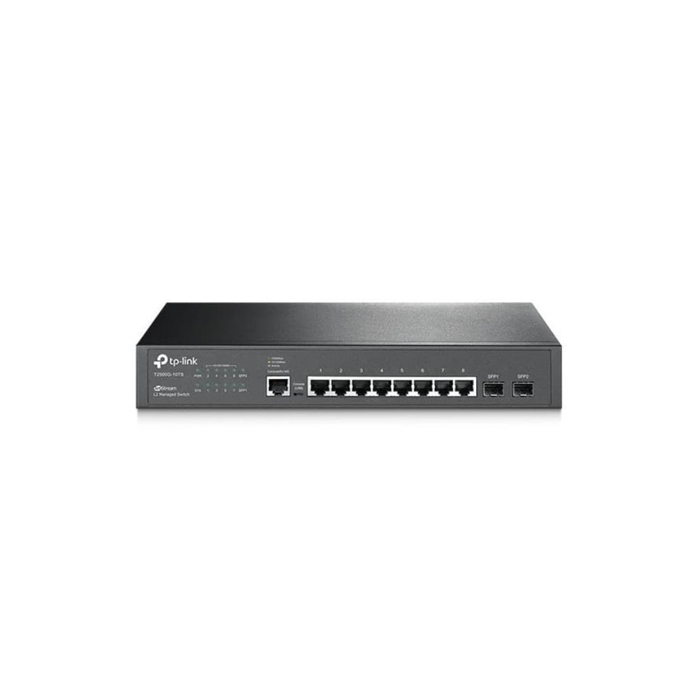 Switch TP-LINK Inteligente JetStream 8-Port Gigabit L2 Managed Switch with 2 SFP Slots, vista 1