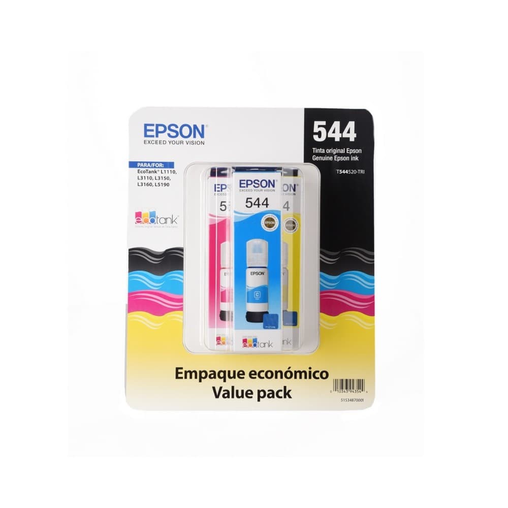 Botella Epson T544520-3P - Multipack 3 botellas Color cyan, magenta y yellow,  IMPRESORA L3110/L3150- cyan Ink (7.500 paginas), vista 1