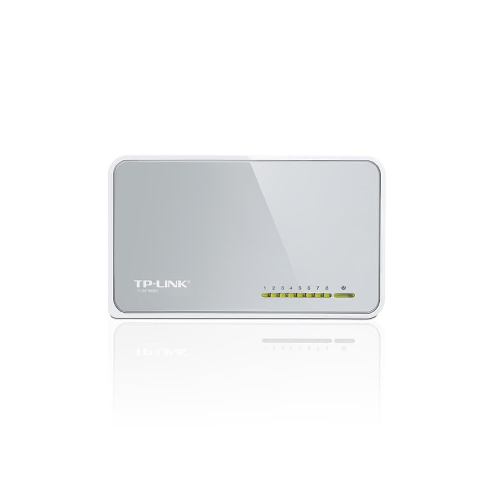 Switch TP-LINK NO administrable 8 puertos RJ45 de auto-negociación de10/100Mbps, soporta auto MDI/MD, vista 1