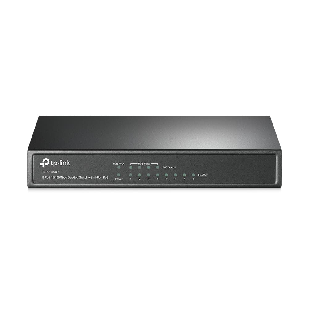 Switch TP-LINK NO administrable 4 Puerto POE de 8 Puertos de 10/100Mbps, vista 1