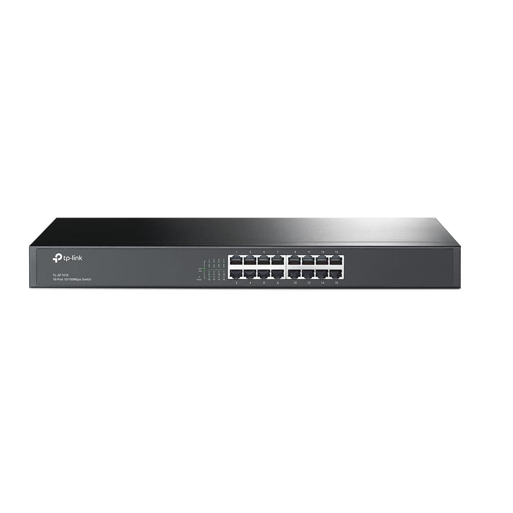 Switch TP-LINK NO administrable 16 puertos 10/100Mbps para montaje en rack, vista 1