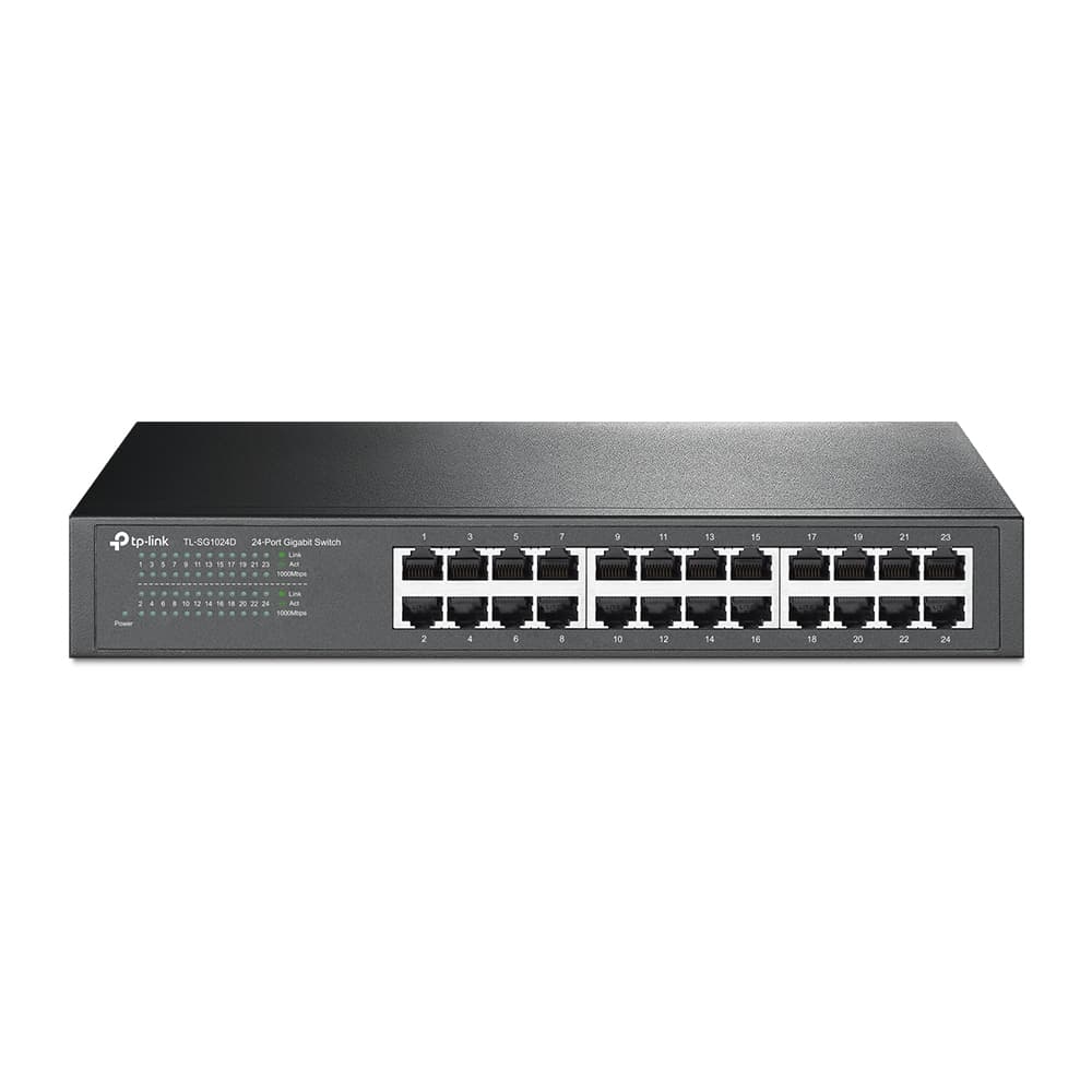 Switch TP-LINK NO administrable Gigabit 24 puertos montaje en escritorio / rack, vista 1
