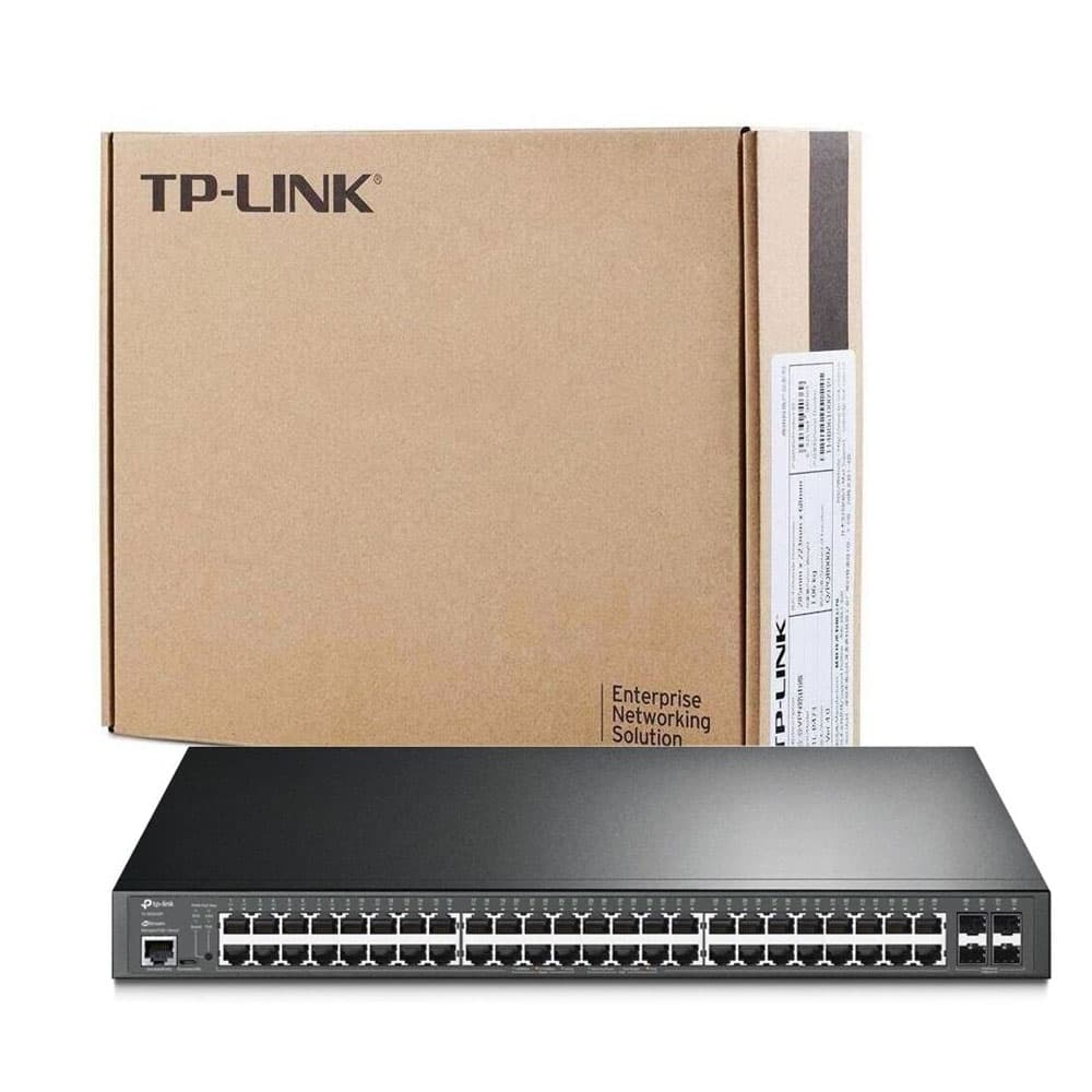 Switch TPLINK Administrable 24 Puertos Giga 24 Puertos POE L2 4 Ranuras SFP, vista 1