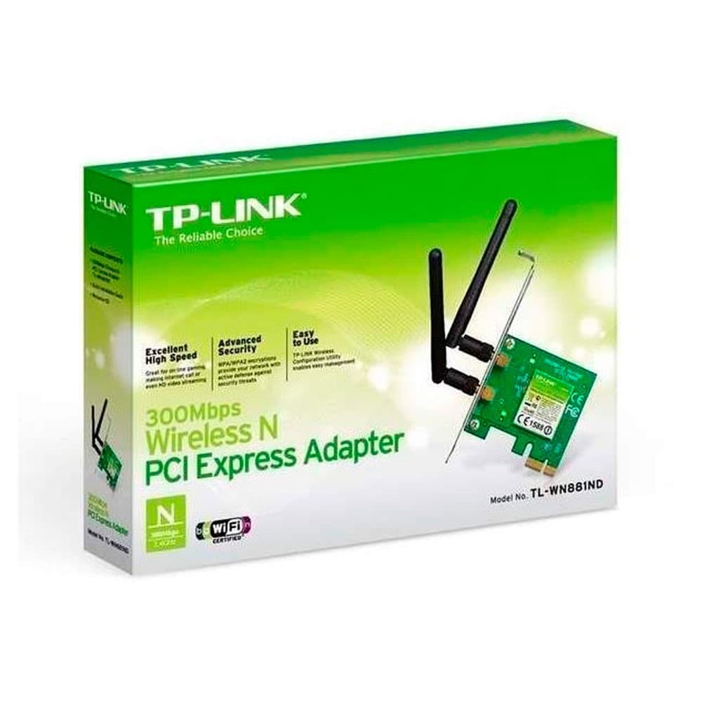 Adaptador de Red TPLINK PCI- Express, N300 Mbps, 2.4 GHz- 2 Antenas externas, vista 1