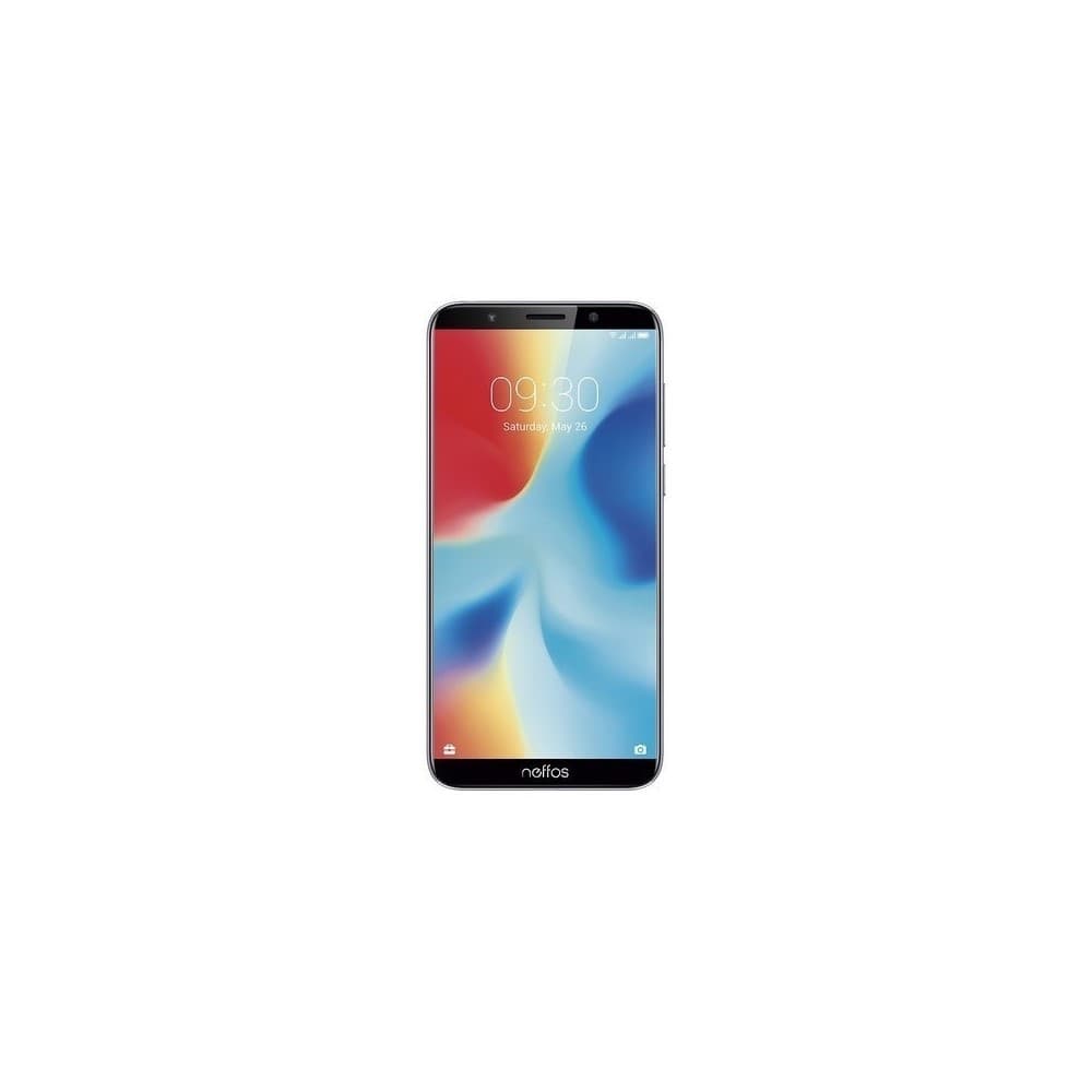 Celular NEFFOS C9A Color Gris Nublado Pantalla Infinita 5.45 HD, Cámara frontal 5 MP, trasera 13 MP PDAF Autoenfoque, Memoria RAM 2GB, ROM 16GB, Soporta Micro SD 128 GB, Procesador de 64 Bits Quad Core Cortex-A53 1.5 GHZ, Batería 3020 mAh, Dual Sim 4G, Android 8.1, Desbloqueo Facial, Lector de Huella resistente al agua y aceite, Micro USB, Bluetoo, vista 1