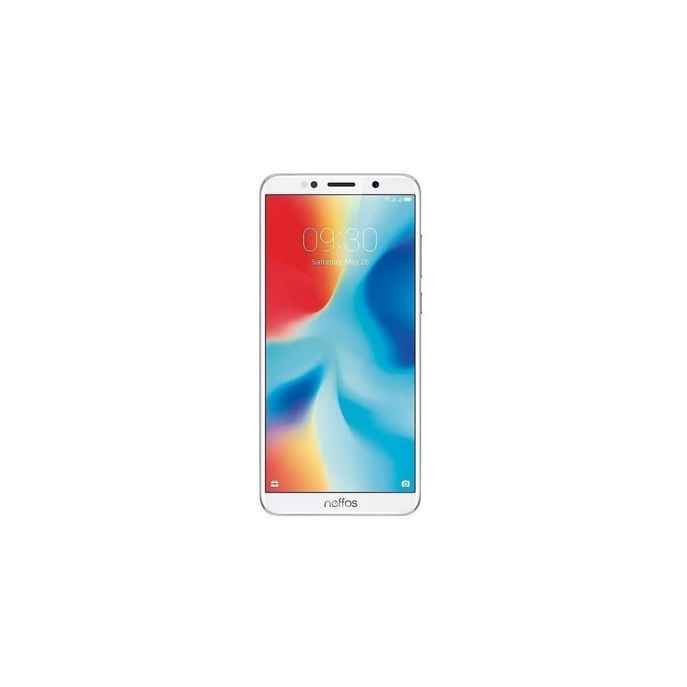 Celular NEFFOS C9A Color Plateado, Pantalla Infinita 5.45 HD, Cámara frontal 5 MP, trasera 13 MP PDAF Autoenfoque, Memoria RAM 2GB, ROM 16GB, Soporta Micro SD 128 GB, Procesador de 64 Bits Quad Core Cortex-A53 1.5 GHZ, Batería 3020 mAh, Dual Sim 4G, Android 8.1, Desbloqueo Facial, Lector de Huella resistente al agua y aceite, Garantía de 12 meses., vista 1