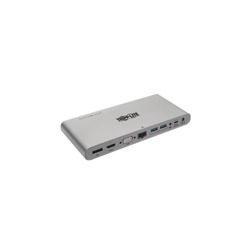 Estación de Conexiones USB-C, HDMI, VGA, DP, USB-A/C, GbE, Carga PD de 100W, Fuente de Alimentación Incluida – 4K @30 Hz, Thunderbolt 3, Plata, vista 1
