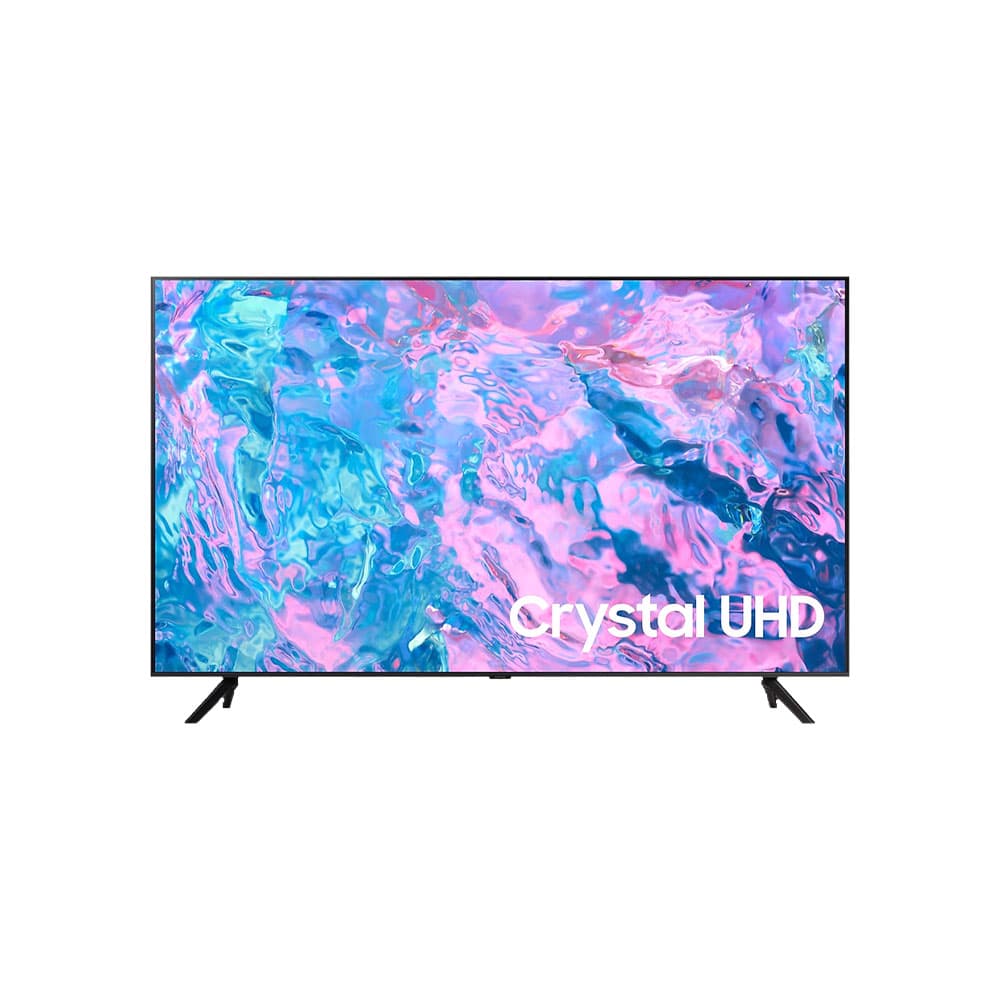 Televisor Samsung FLAT LED Smart TV 75 pulgadas Crystal UHD 4K  /3,840 x 2,160 /HDR / DVB-T2 /LAN /WIFI 5 / Bluetooth 5.2 / Google Meet / AirPlay 2 /modo ambiente/ Modo Juego/ HDMI x 3/ USB x1 /abre y edita archivos de Office/ Garantía 1 año, Ficha técnica completa en www.samsung.com.co, vista 1