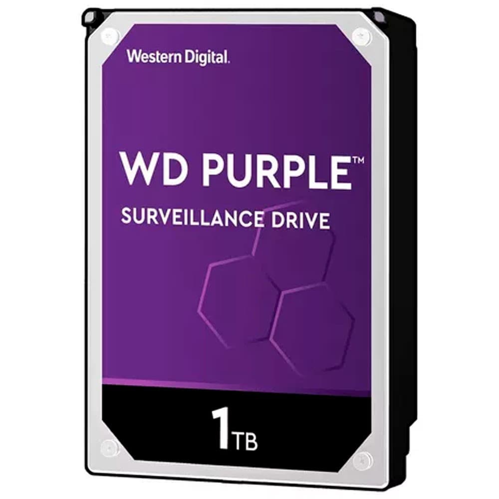 Disco duro western digital purpura 1TB 5400RPM sata 6Gbs cache 64 MB 3.5in videovigilancia trabajo 24/7, vista 1