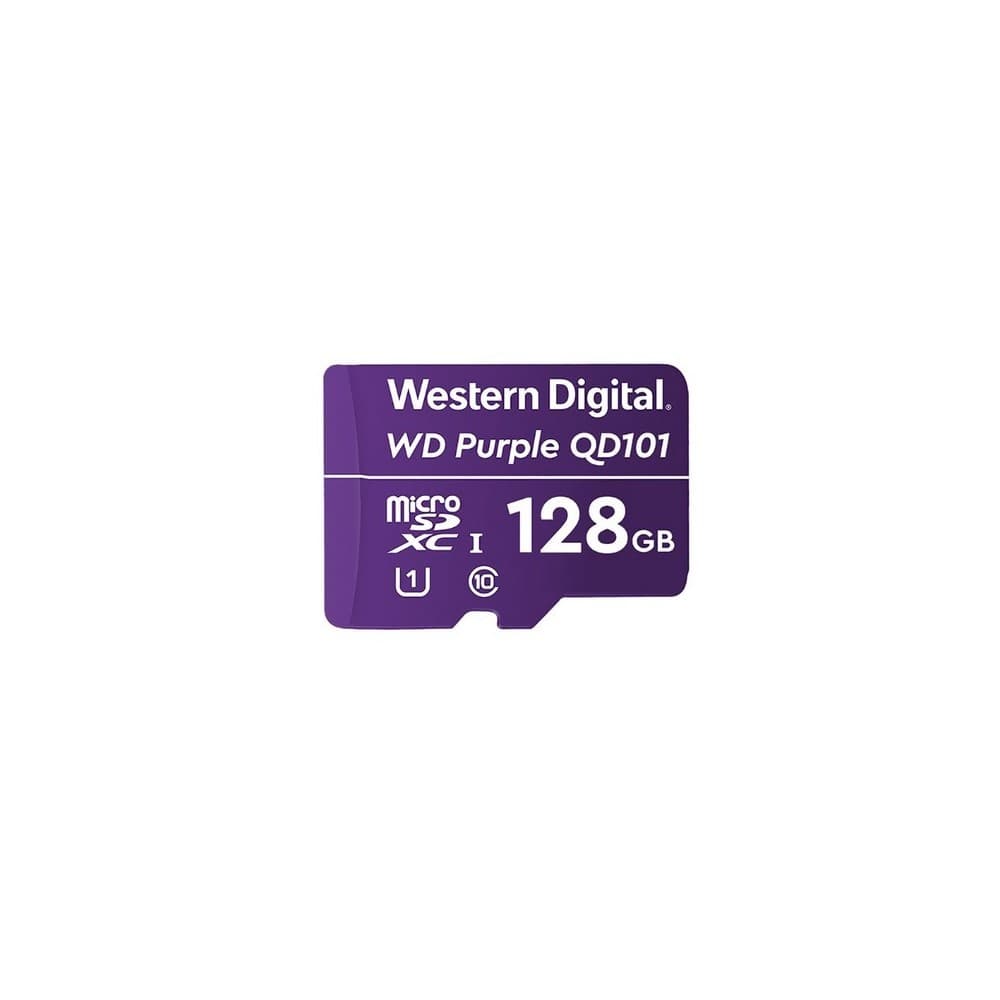 Tarjeta microSD Western Digital Purple 128GB para cámaras de seguridad  grabación 24/7, vista 1
