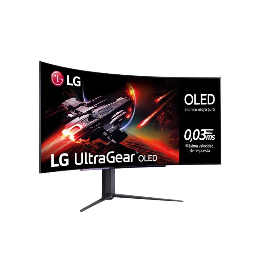 Monitor UltraGear Curvo 44.5" Gaming OLED Panel IPS Resolución 3440 x 1440 Relacion de aspecto 21:9 Tiempo de respuesta 0,03 ms Frecuencia 240Hz Puertos HDMI Display Port SB de entrada (Tipo A o Tipo B), vista 1